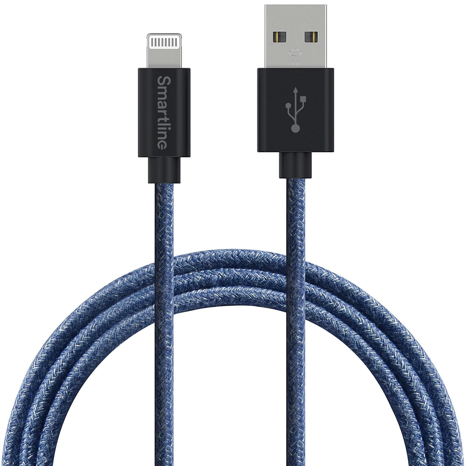 Fuzzy Câble USB-A vers Lightning 2 mètres Bleu