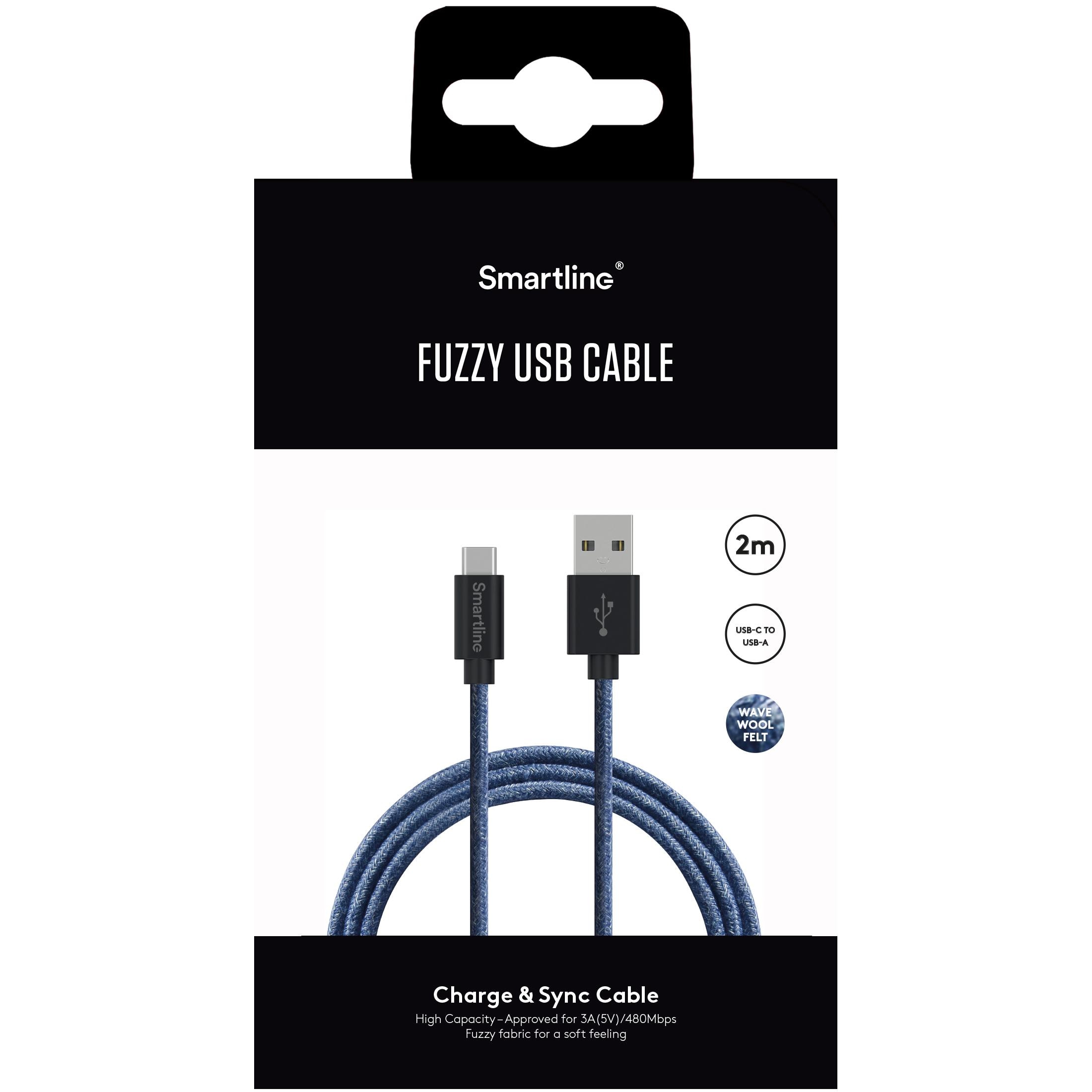Fuzzy Câble USB-A vers USB-C 2 mètres Bleu