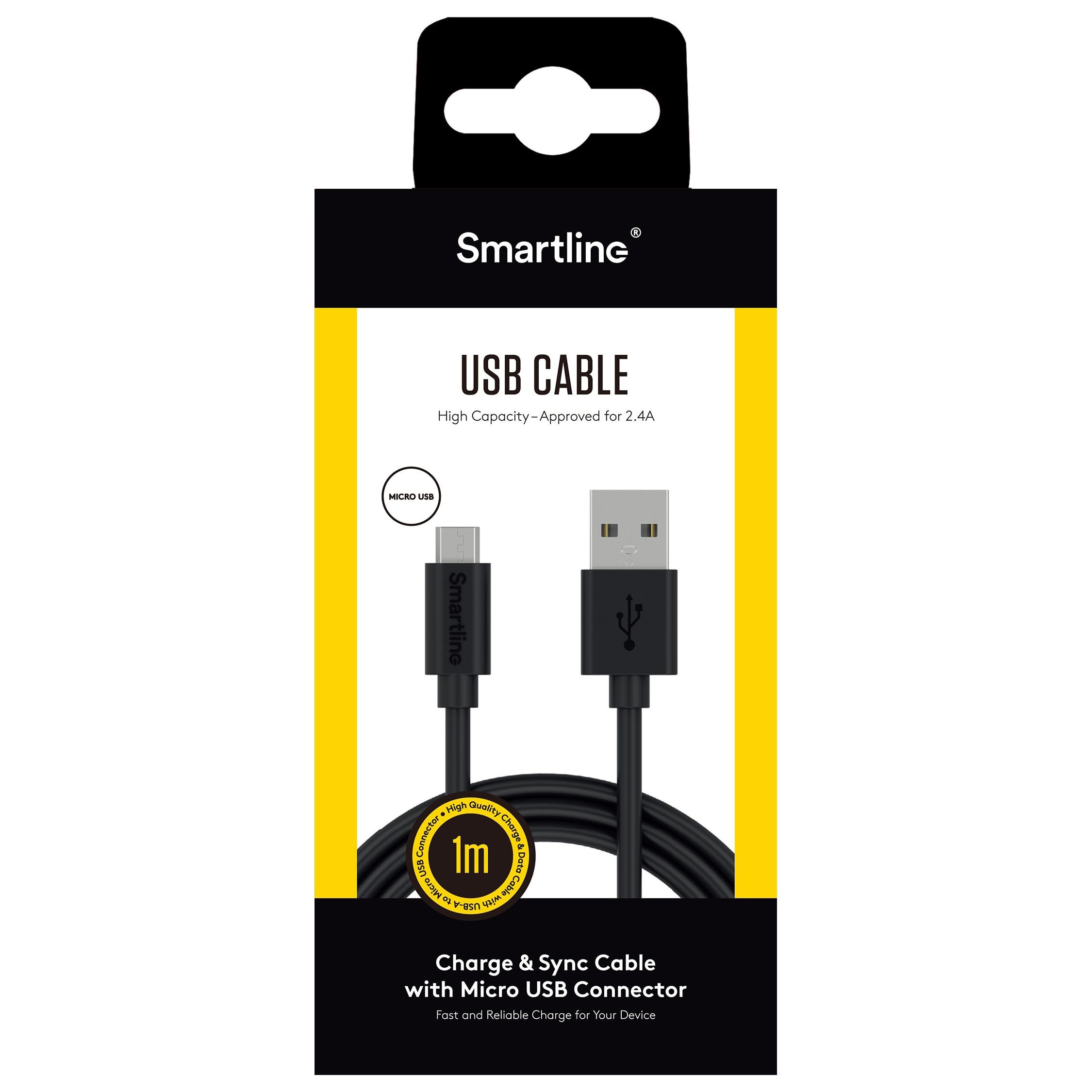 Câble USB-A vers MicroUSB 1 mètre Noir