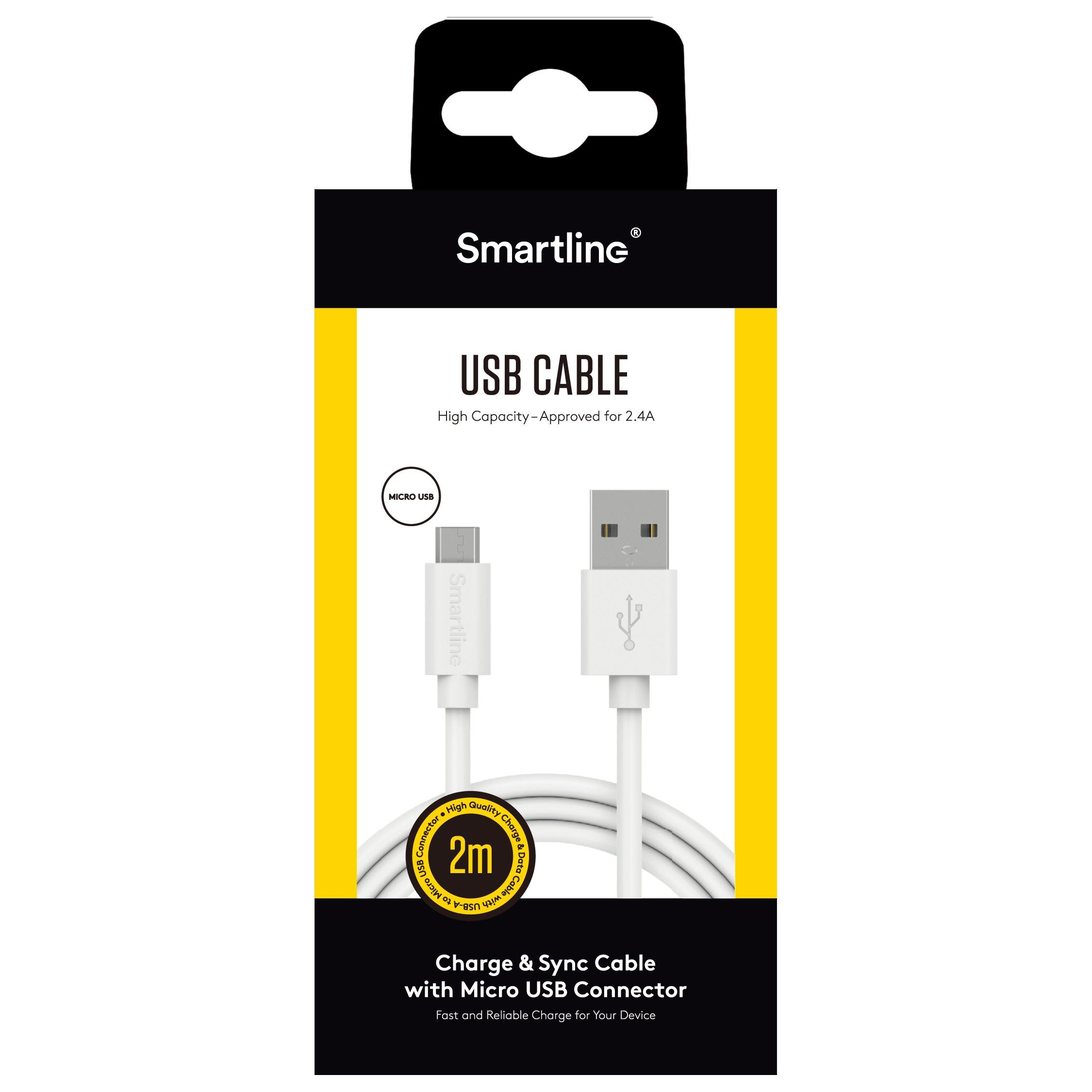 Câble USB-A vers MicroUSB 2 mètres Blanc
