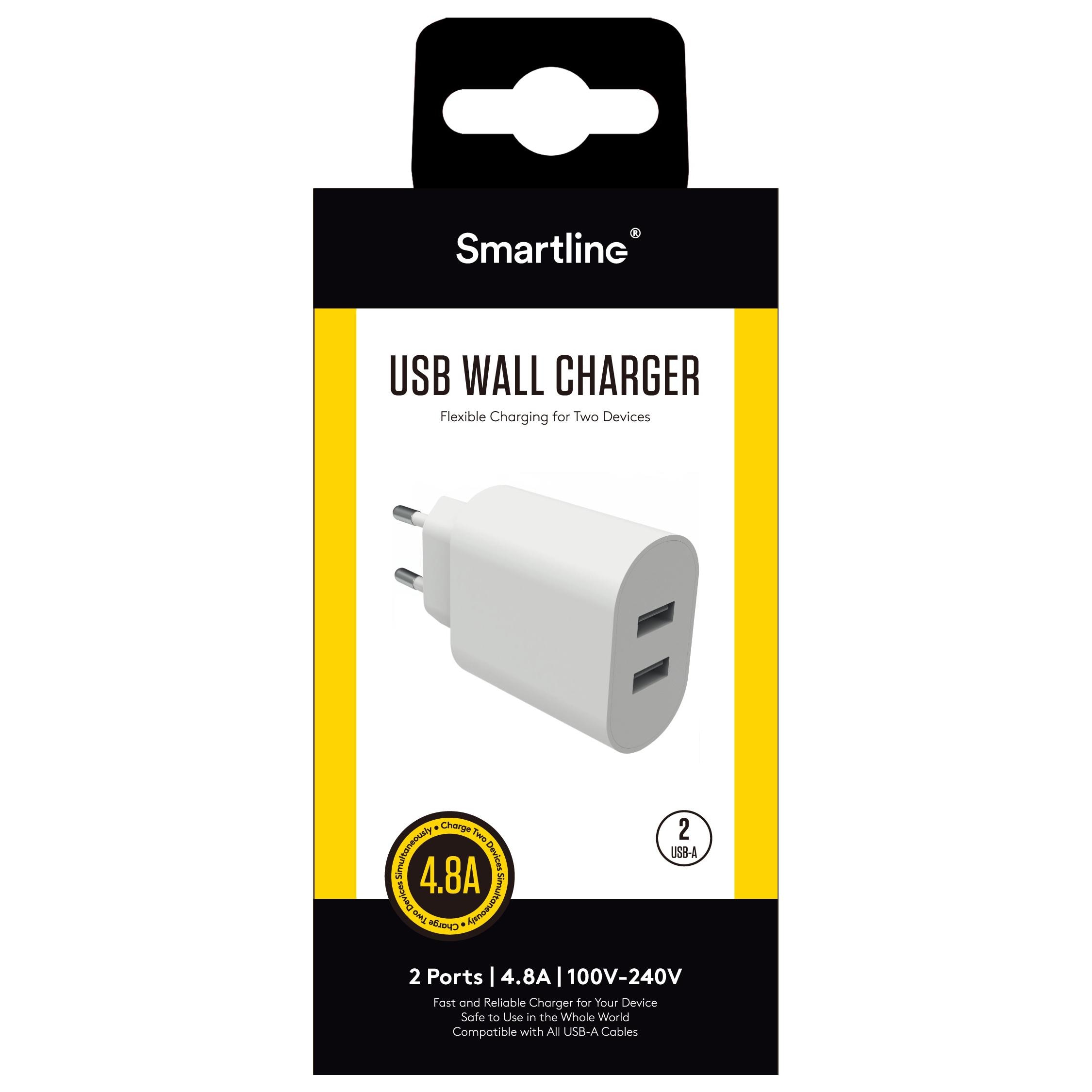 Chargeur USB 2 ports 4.8A Blanc