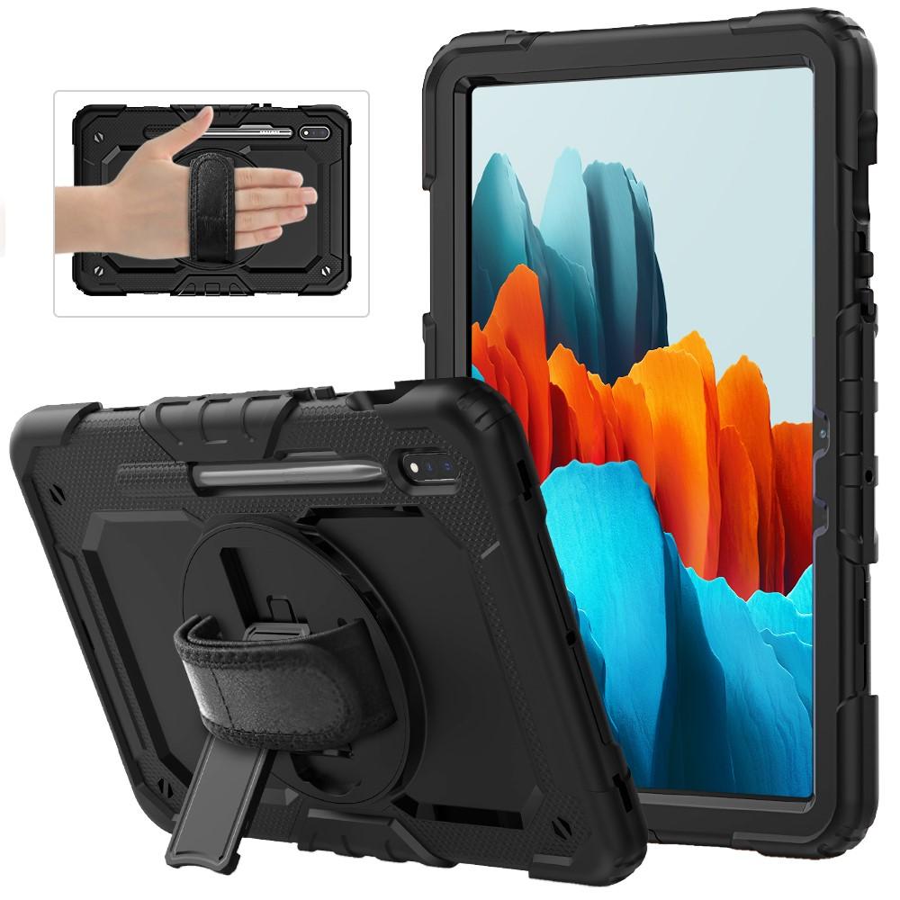 Full Protection Coque hybride antichoc avec bandoulière Samsung Galaxy Tab S7/S8 11.0 Noir