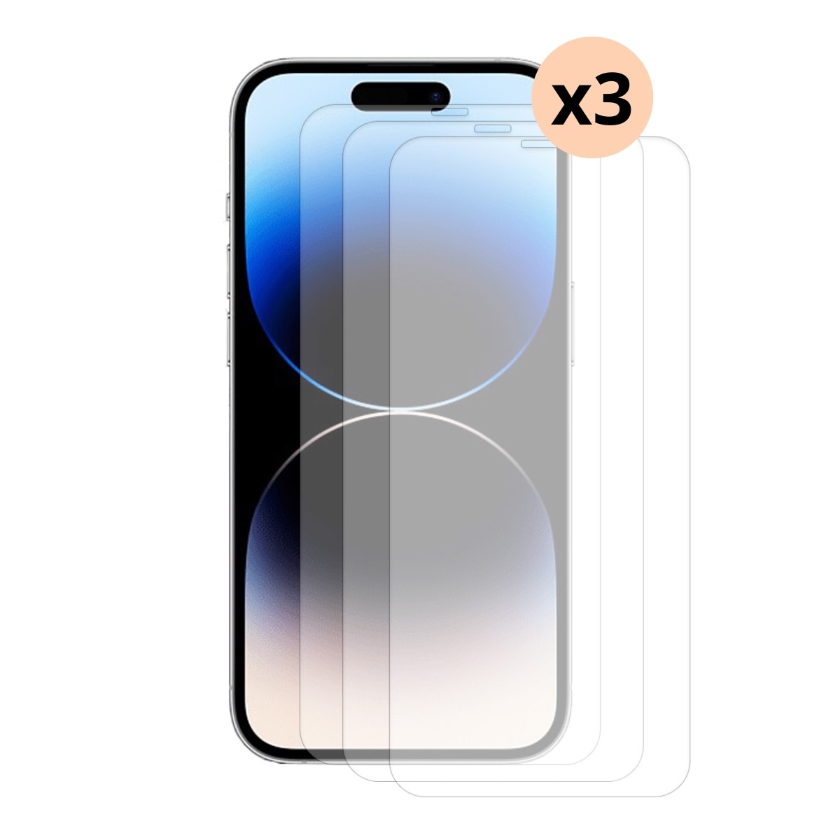 Kit pour iPhone 14 Pro Max, 3 pièces Protecteur d'écran en verre trempé 0.3mm