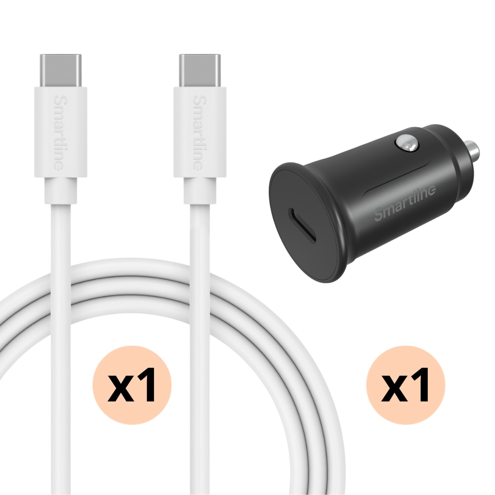 Chargeur complet de voiture pour Xiaomi Redmi 13C - Câble de 1m et chargeur USB-C - Smartline