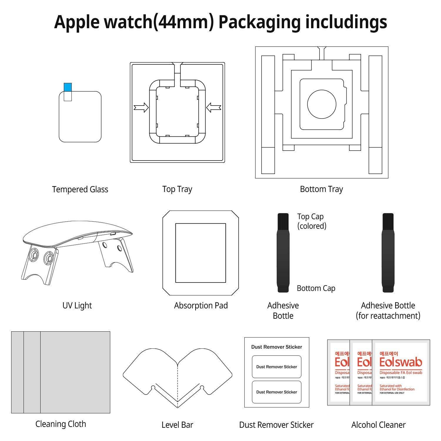 Dome Glass Screen Protector (2 pièces) Apple Watch 44 mm